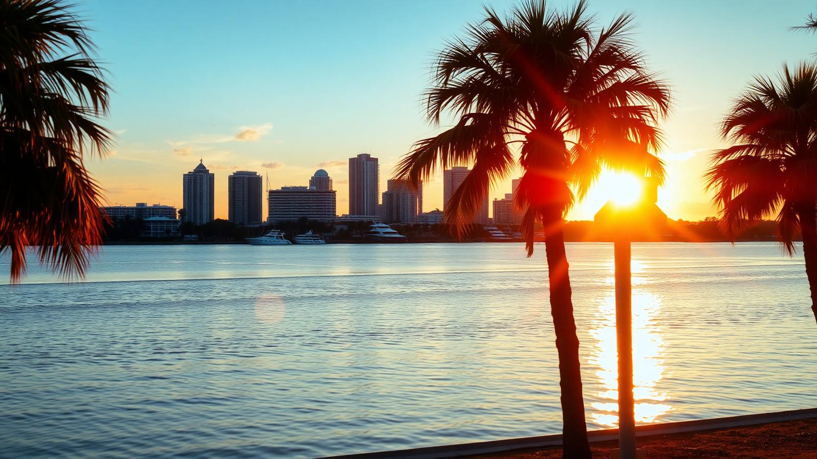 Sarasota bayfront at sunset